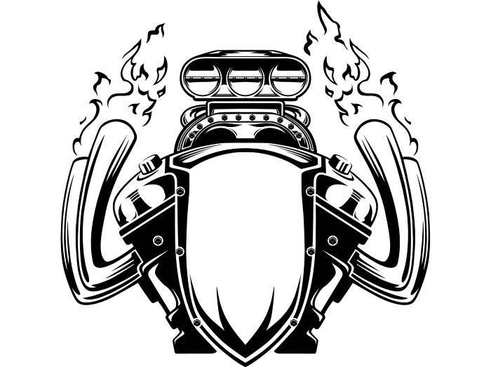 Engine 6 Motorcycle Car Automotive Flames Car Bike Biker