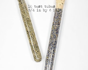 Glass Test Tubes (10) * 3/4 in by 6 in * with corks * glass vials * aromatherapy * spice containers * jewelry supplies