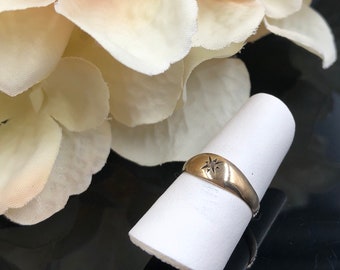Victorian Baby Ring, 10K Gold Gypsy Star Set Diamond Baby Ring, Dainty Baby Ring, Toe Ring, April Birthstone, Christening Gift, Baby Gift