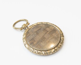 Victorian Mourning Woven Hair Locket Pendant Antique Jewelry