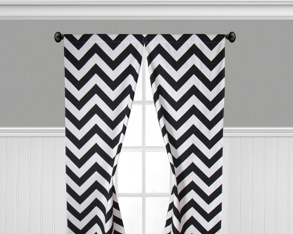 Black and White Curtains Chevron Window Treatments Stripe