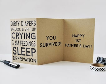 Funny First Father's Day Card / New Dad Card / Funny Father's Day Card / A1 Size / Charitable Donation