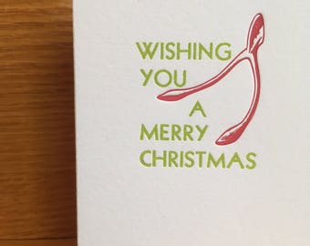 Wishing You a Merry Christmas, letterpress greeting card... christmas gift