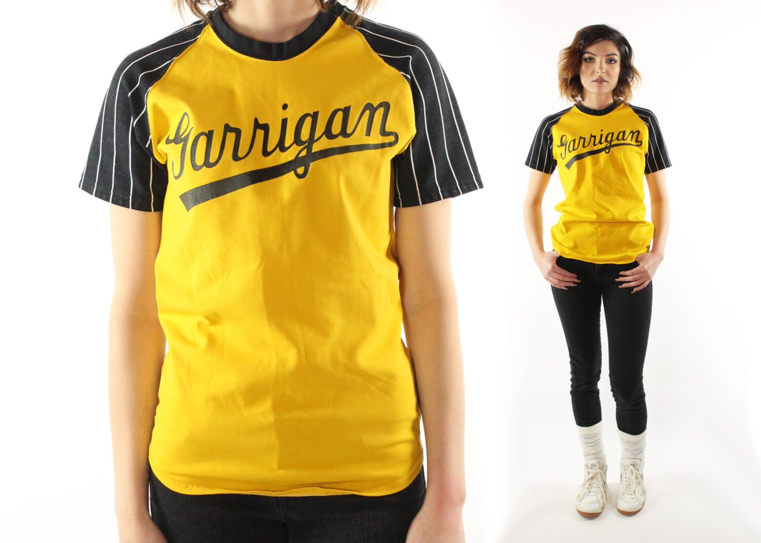 Vintage 70s 80s Baseball Jersey Short Sleeve T Shirt Yellow