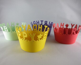 Set of 12 Happy Birthday Cupcake Wrappers