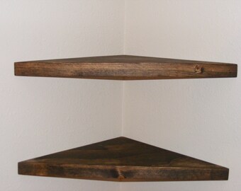 Set of (2) large 25" corner shelves