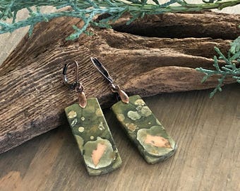 Jasper earrings , Rain Forest natural adornments