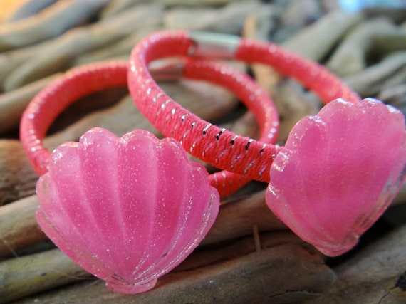 Shell Seashell Hair Tie Ties Set Clam Clamshell Iridescent Pony Tail Holder Im I'm really a mermaid Accessory Kawaii Kids Childrens Girls