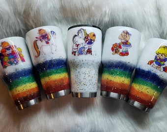 CUSTOM Rainbow Brite Glitter Stainless Tumbler 20oz or 30oz