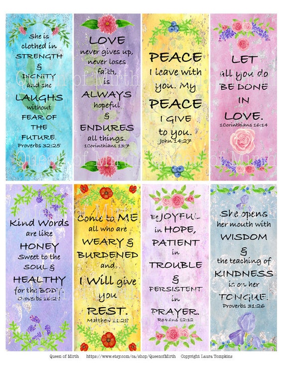 inspirational scripture bookmarks tags watercolor bible verses