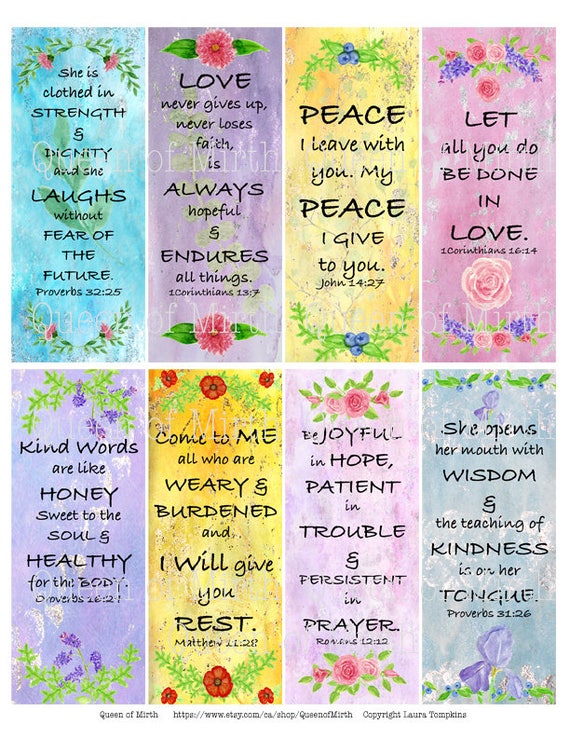 inspirational scripture bookmarks tags watercolor bible verses