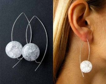 Silver earrings, earrings, sterling silver 925, rock crystals, white, shiny, handmade new