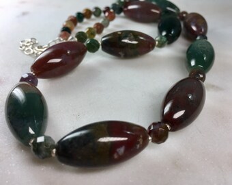 Fancy Jasper Chunky Necklace in Sterling Silver