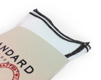 White Pocket Square serged with Black Trim.