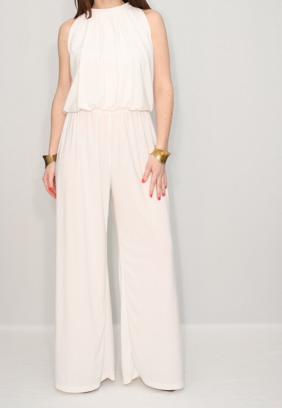 white halter pant suit