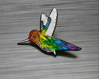 Raindow Hummingbird Enamel Lapel Pin - Hat Pin