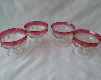 4 Vintage Tiffin King's Crown Cranberry Sorbet Thumbnail Beautiful