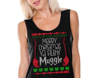 Merry Christmas Ya Filthy Muggle - Ugly Sweater - Witch - Wizard - Hogwarts - Gifts - Inspired - Christmas - 15 Different Shirt Styles
