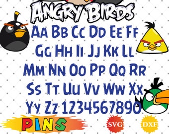 Angry Birds font svg,dxf/Angry Birds alphabet /Angry Birds letters for Design,Print,Silhouette, Cricut