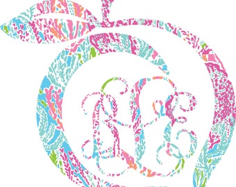Monogram Decal, Car Monogram, Car Decal, Peach Monogram Decal