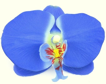 4.5" Periwinkle Blue Orchid Poly Silk Flower Brooch Pin