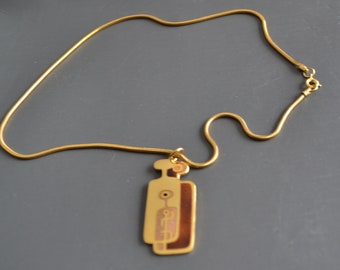 70s MCM De Passille Sylvestre Pendant Necklace Enamel Modernist Jewelry