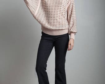 vintage 80s ESCADA knit sweater top batwing sleeve boat neck MEDIUM LARGE M L