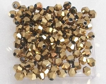 4mm Metallic Gold Chinese Crystal Bicone Beads (50) 4mm bicone beads 4mm bicone crystals