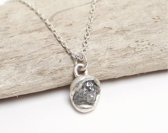 Uncut Diamond Charm, Raw Diamond Pendant, Rough Diamond Charm, Bridal Necklace, Rough Diamond Necklace, Alternative Diamonds, Raw Diamonds