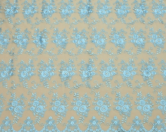 Turquoise lace, embroidery mesh lace, lace fabric, buy yard, lace for dress, lingerie lace-1/yard
