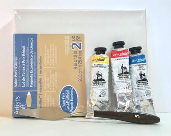 Acrylic Paint Set - Primary Colors Paint - Art Kit - Canvas - Art Supplies - DIY Canvas Art - DIY Wall Art - Artist Gifts - Palette Knife