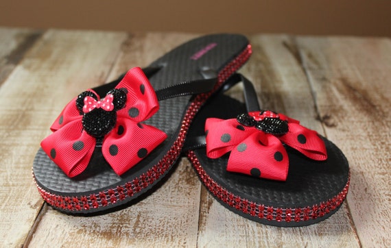 black and red flip flops