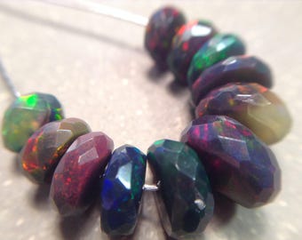 Faceted flashy Ethiopian Welo opals, real opal beads