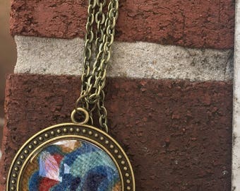 Vintage Fabric Pendant Necklace.