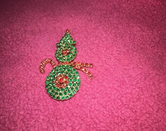 Vintage Rhinestone Snowman Pin