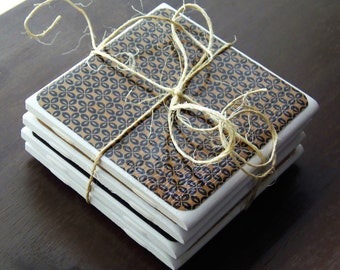 Black and Gold Square Coasters