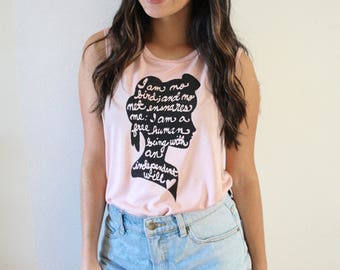 Jane Eyre Quote - "I am no bird; and no net ensnares me" - Charlotte Bronte - Literary Gifts - Muscle Tank. MADE TO ORDER