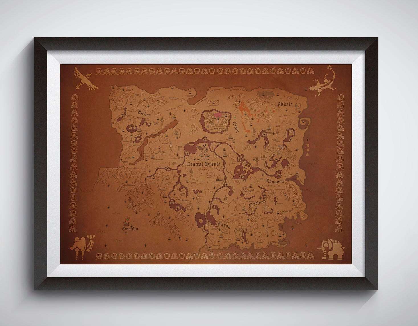 Zelda Breath Of The Wild Poster Detailed Map Of Hyrule Print