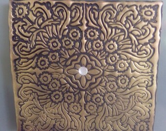 Gold ornate polymer clay fridge magnet