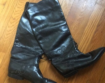 Vintage 1990 Charles David Leather Riding Boots Size 9 Women