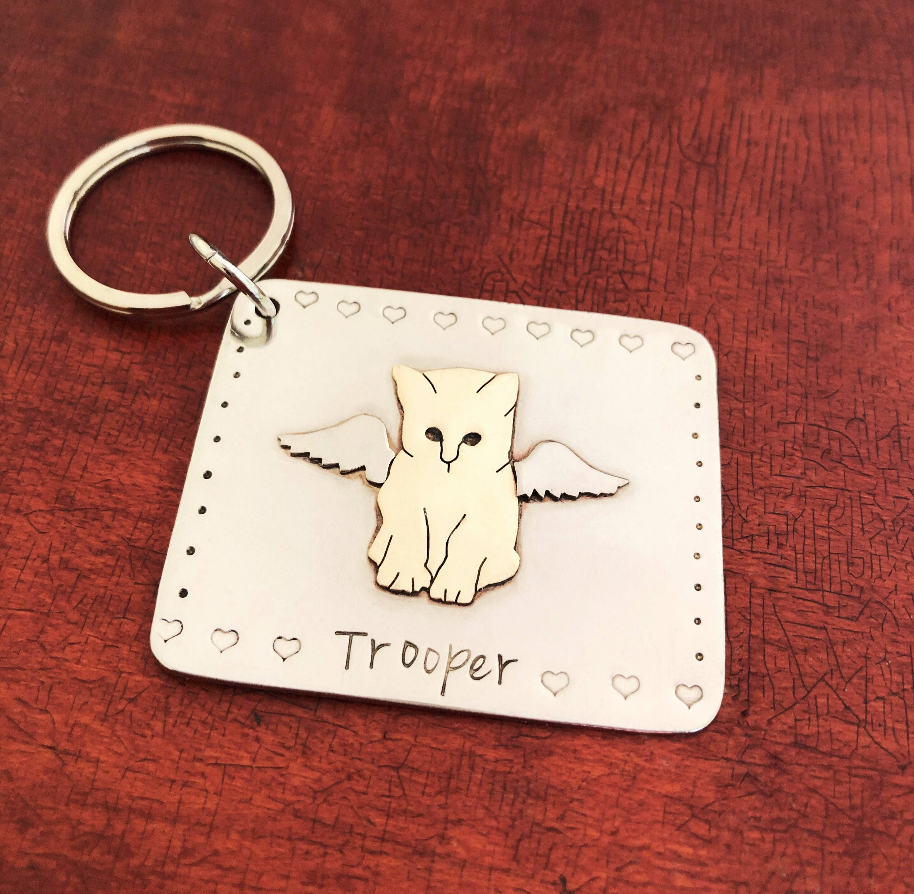 Custom Pet Memorial silhouette Keyring Personalized pet