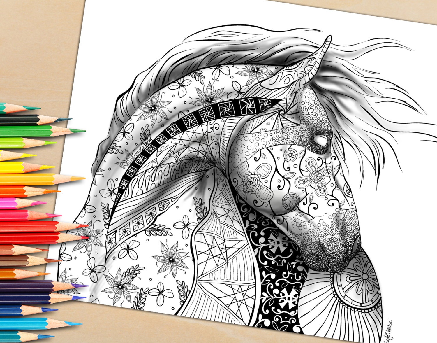 Download Adult Coloring Page from Coloring Book For Adults Horse