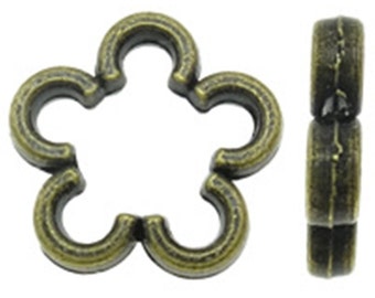 12pc antique bronze finish 16mm flower shape bead frames-9517