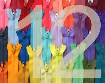 Zippers 12 Inch - YKK Brand - Choose Your Colors - 25 Pieces NYL12