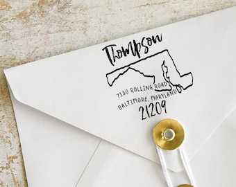 Custom Maryland Address Stamp, Personalized Maryland Return Address Stamp, State Stamps, Maryland Stamps