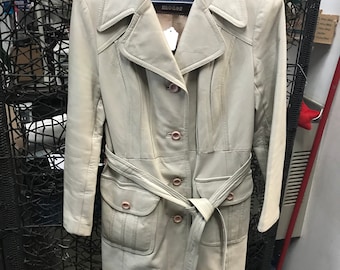 Vintage 1970s 24k Leather Trench coat