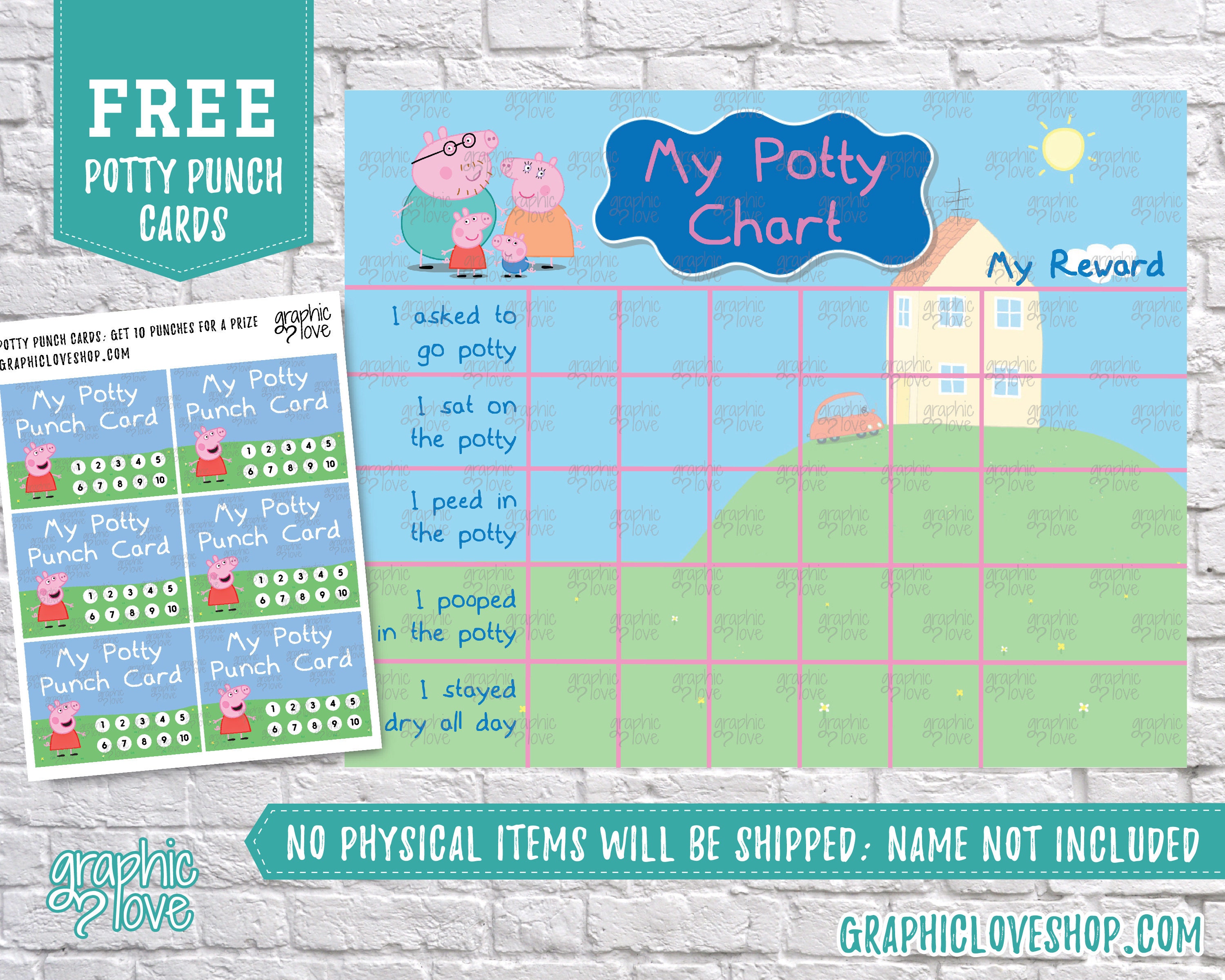 Digital Peppa Pig Potty Training Chart FREE Punch Cards