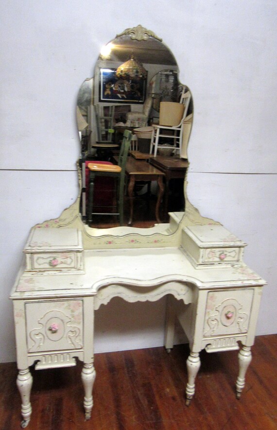 Shabby Chic white Vanity & Mirror