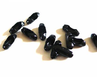 Set of 10 intense black ball chain connectors