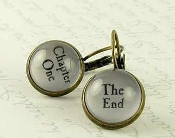 Perfect Gift For Book Lover - Book Earrings - Chapter One The End - Literary Jewelry - Gifts For Writers - Perfect Gift For Reader
